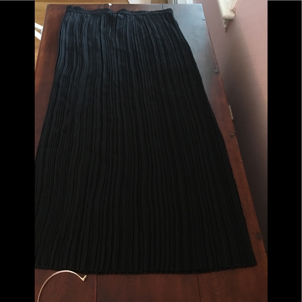 Ann Taylor Long Black Pleated Skirt